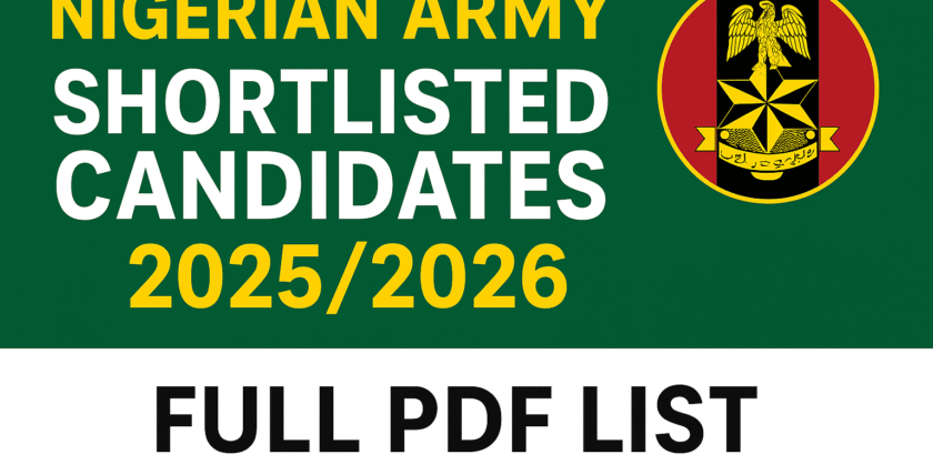 nigerian army shortlisted candidates